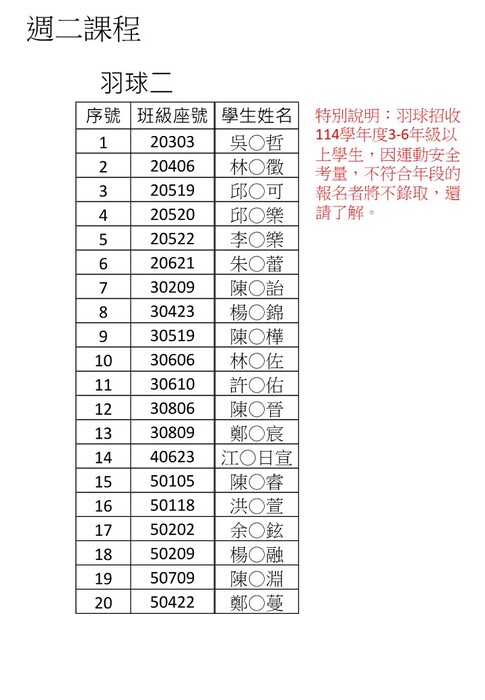 🔔【NEW】114學年度上學期課後才藝班開班報名成功名單公告🔔圖片