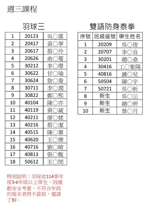 🔔【NEW】114學年度上學期課後才藝班開班報名成功名單公告🔔圖片